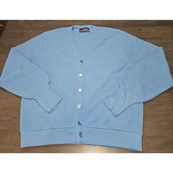Vintage Arnold Palmer By Robert Bruce Cardigan Sweater Mens XLBlue Golf Made USA - Picture 1 of 5